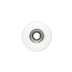 Front view of oddball S13 plastic white fingerboard wheels